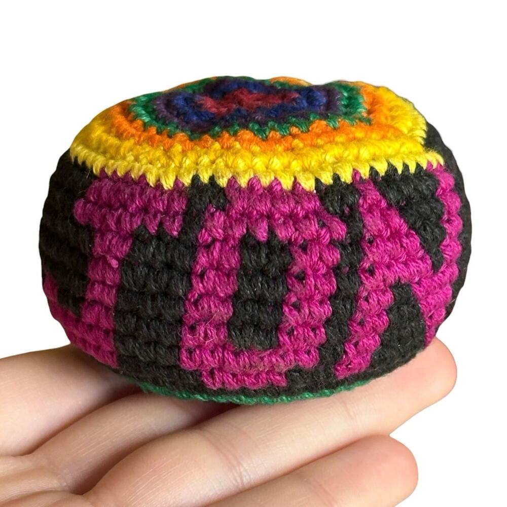 RARE Vintage Ron Jon Surf Shop Foot Bag Hacky Sack Crochet Retro Logo Toy 90s